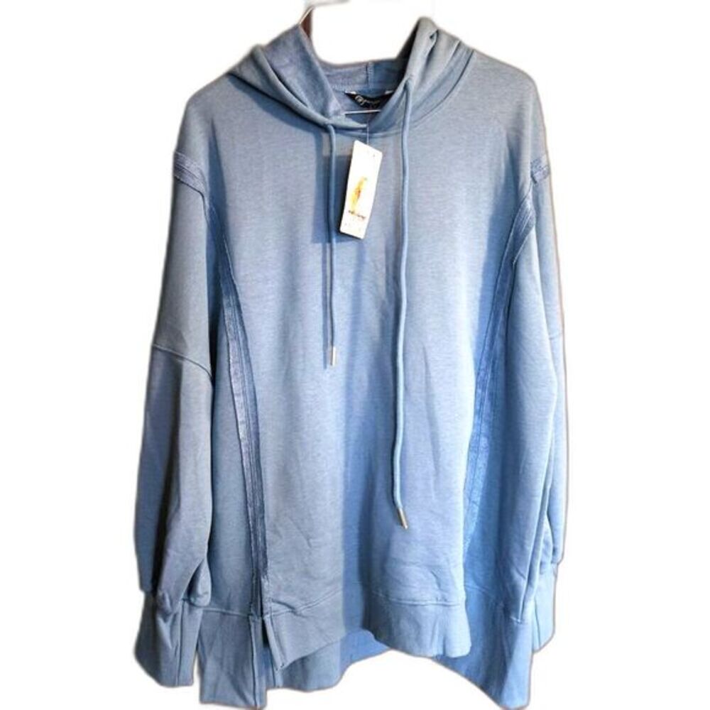 PrettyGarden Blue Oversized Hoodie L -‎ High-Low Athletic Sweatshirt NWT